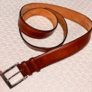 w. Kleinberg men’s  48 brown leather belt classic office dressy silver buckle